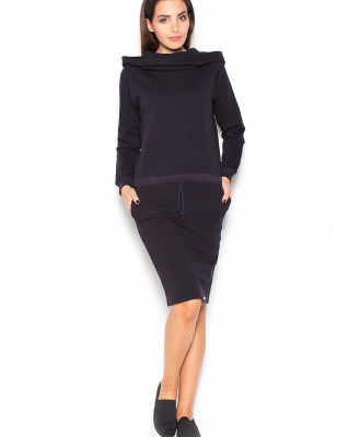 proLoose Turtleneck Dress with Slide Pockets and Adjustable Tie_Day Dresses