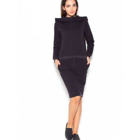 proLoose Turtleneck Dress with Slide Pockets and Adjustable Tie_Day Dresses