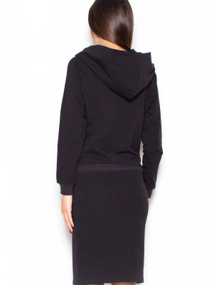 Loose Turtleneck Dress with Slide Pockets and Adjustable Tie