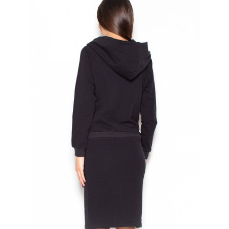 Loose Turtleneck Dress with Slide Pockets and Adjustable Tie