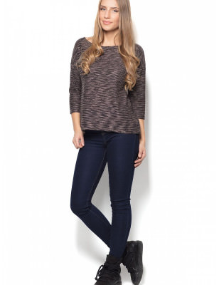 Chic Melange Blouse: Loose, Oval Neckline