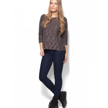 Chic Melange Blouse: Loose, Oval Neckline