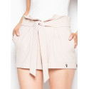 High-Waist Frilled Shorts with Tie Belt and Pockets