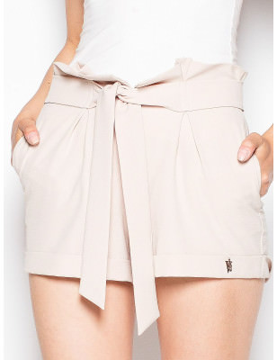 proHigh-Waist Frilled Shorts with Tie Belt and Pockets_Shorts for Women, Crop Pants