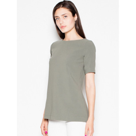 proSquare Cut-Out Short Sleeve Blouse - Elongated, Elegant & Modern_Women`s Blouses, Tunics