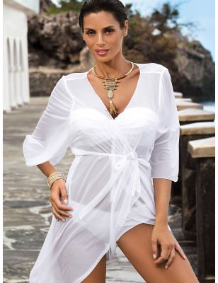 proTulle Tunic, Overlap Neckline, Elongated Sleeves_Beach Dresses, Cover-Ups, Pareos