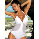 One-Piece Monokini Swimsuit with Tulle Sides & Push Up Support