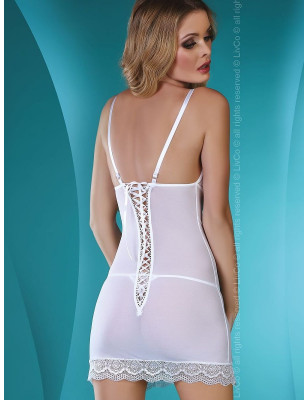 White Lace Fitted Nightie Corset Back