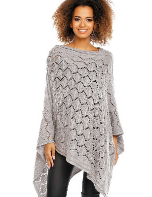 Elegant Openwork Poncho, Oversized Women's Fall Wear