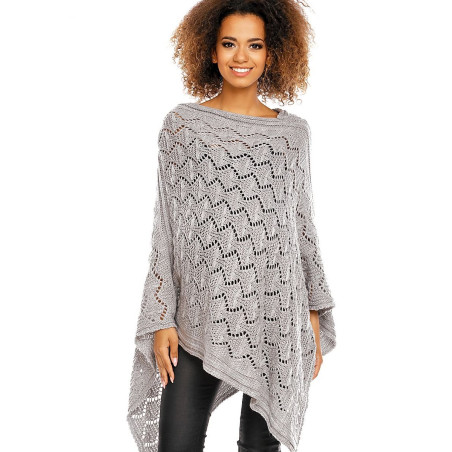 Elegant Openwork Poncho, Oversized Women's Fall Wear