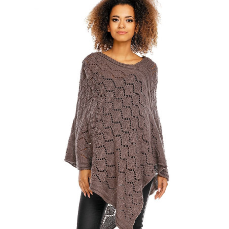 Elegant Openwork Acrylic Poncho, Oversized Fall Wrap