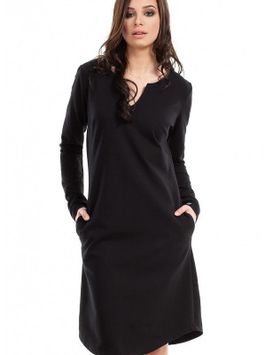 proA-line Skirt with Split Neckline and Pockets_Day Dresses