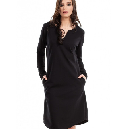 proA-line Skirt with Split Neckline and Pockets_Day Dresses