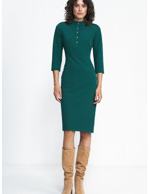 Fall Must-Have Waisted Dress with Zipper - Spandex Polyester Viscose Blend