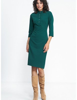 Fall Must-Have Waisted Dress with Zipper - Spandex Polyester Viscose Blend