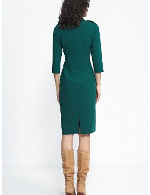 Fall Must-Have Waisted Dress with Zipper - Spandex Polyester Viscose Blend