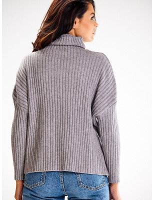 Long-sleeved Ribbed Knit Turtleneck for Everyday Wear