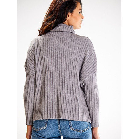 Long-sleeved Ribbed Knit Turtleneck for Everyday Wear