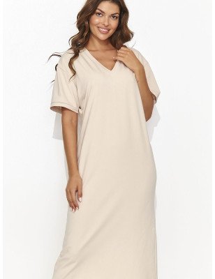 Casual Knit Dress with Heart Neckline and Back Slit