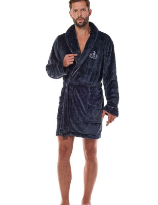 Luxurious Quilted Men's Dressing Gown with Embroidery - Elegant Comfort for Every Season