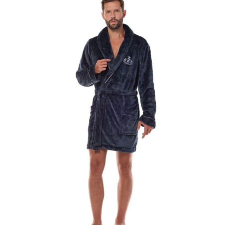 Luxurious Quilted Men's Dressing Gown with Embroidery - Elegant Comfort for Every Season