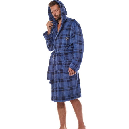 The Men's Check Print Hooded Bathrobe - Classic Comfort and Style