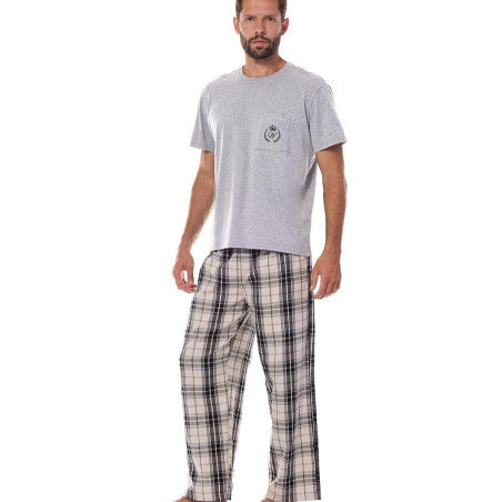 **Final Product Title:**

Men's Short-Sleeve Pajama Set with Plaid Pants - Comfortable & Stylish Sleepwear