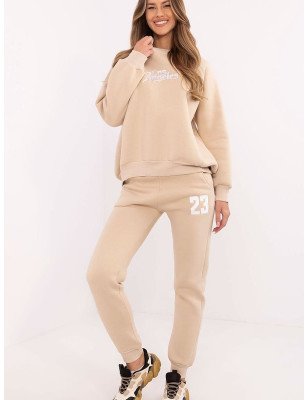 Women's Embroidered Tracksuit Set | Cotton-Polyester Blend | Casual Style | Lined Sweatshirt & High Waist Pants