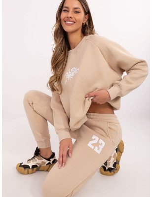 Women's Embroidered Tracksuit Set | Cotton-Polyester Blend | Casual Style | Lined Sweatshirt & High Waist Pants