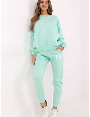 Women's Embroidered Tracksuit Set | Cotton-Polyester Blend | Casual Style | Lined Sweatshirt & High Waist Pants